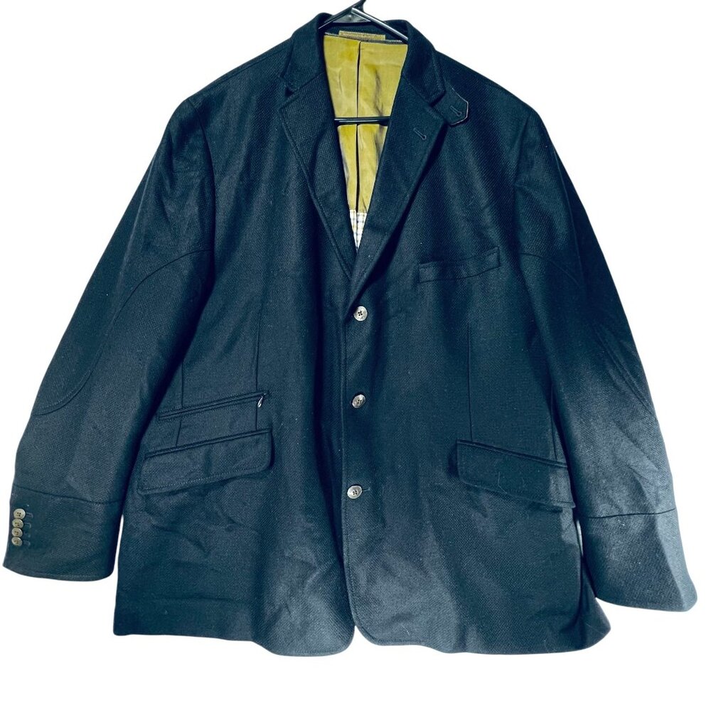 Kroon Ritchie Blazer 48R Blue Hybrid Jacket Wool Cashmere 3 Button Full Zip